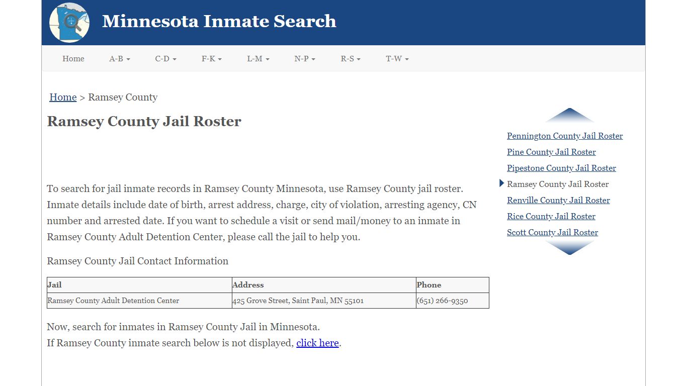 Ramsey County Jail Roster - Minnesota Inmate Search