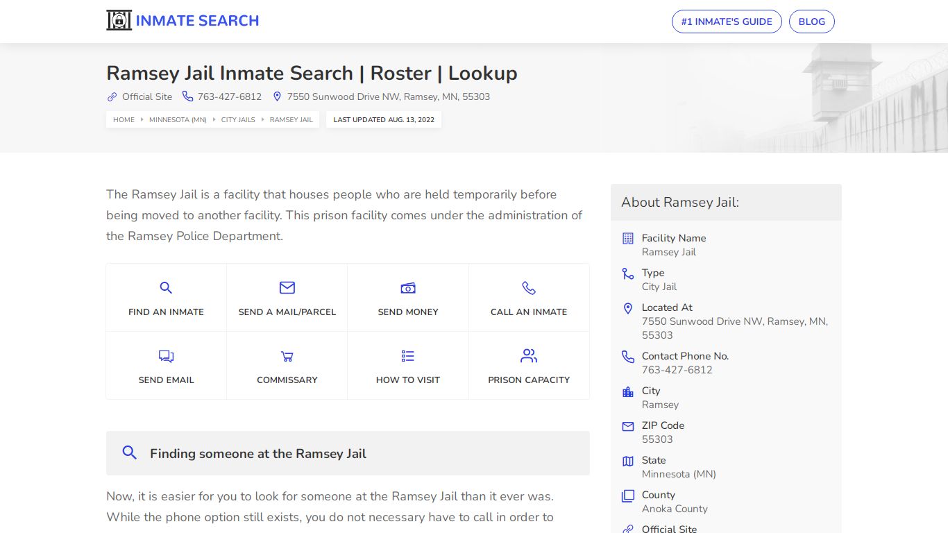 Ramsey Jail Inmate Search | Roster | Lookup