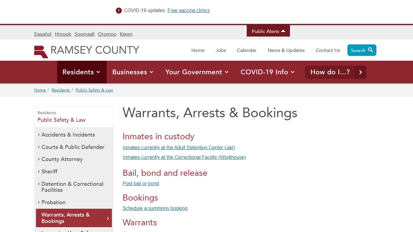 Warrants, Arrests & Bookings | Ramsey County